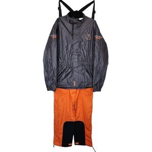 Icon Motorcycle Rain Jacket Trousers Set Orange XL Gray Waterproof Riding Suit